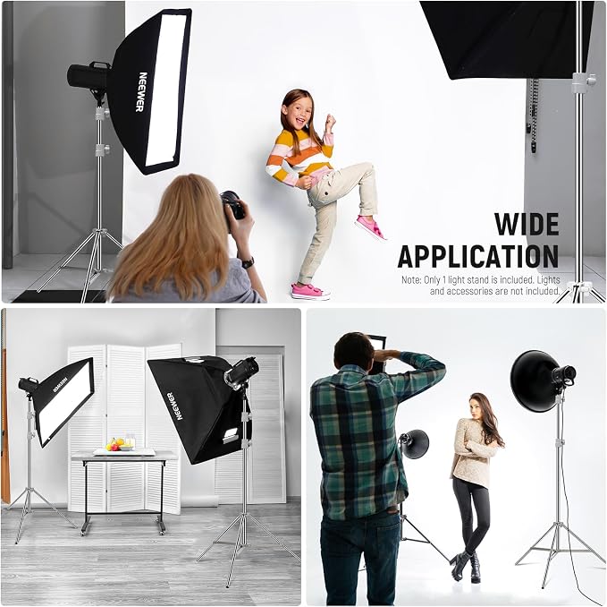 NEEWER Upgraded 75"/190cm Light Stand Stainless Steel Spring Loaded, Foldable Photography Tripod Stand with Stronger Tube Joints for Strobe Softbox LED Ring Light, Max Load 13.5lb/6.5kg, ST-190SS | Foldable, Photography Tripod Stand, Stronger Tube Join...