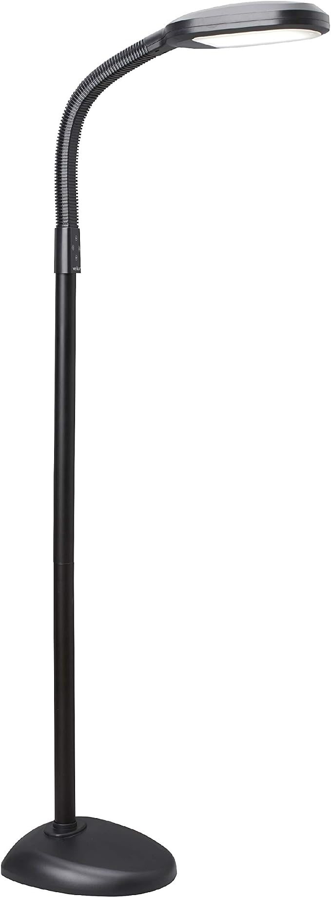 Verilux SmartLight Full Spectrum LED Modern Floor Lamp with Adjustable Brightness, Flexible Gooseneck and Easy Controls - Reduces Eye Strain and Fatigue - Ideal for Reading, Artists, Craft (Black)