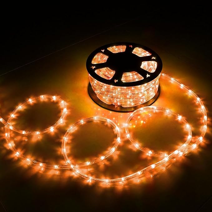 200ft LED Rope Lights Outdoor, 1440 LED Connectable and Flexible Tube Lights with 8 Modes, Waterproof Indoor Outdoor LED Rope Lighting for Deck, Garden, Pool, Patio, Party, Holloween Decor - Orange