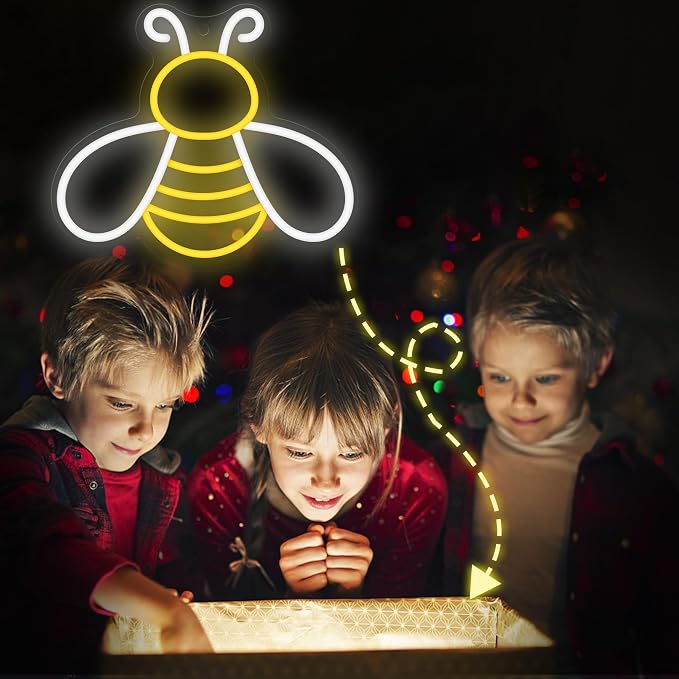 CoolGift Mart Bee Neon Sign - Dimmable Honey Neon Light Wall Decor, Birthday Party Decorations for Home, Patio, Garden, Bars, Hotels, Stores - Gift for Friends, Family, and Kids