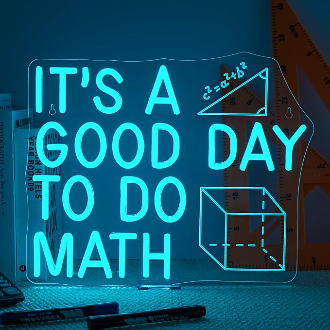 Horseneon It's a Good Day to Do Math Neon Sign Colorful LED Wall Decor for Classroom Math Teacher Gift Home Office or Study Room Fun and Inspirational Math-Themed Neon Light