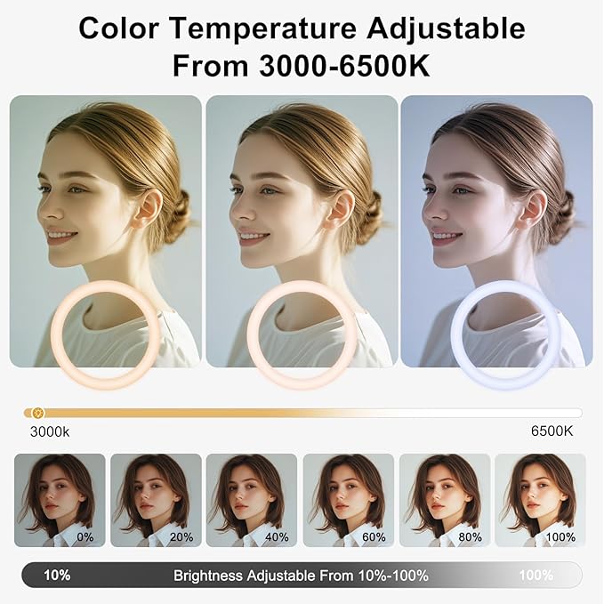 10" Selfie Ring Light with 74" Tripod Stand, RGB Full Color Modes Selfie Light with Extendable Tripod, Phone Holder, iPad Holder, Remote for iPhone & Android,TikTok/Makeup/Photography/Vlog