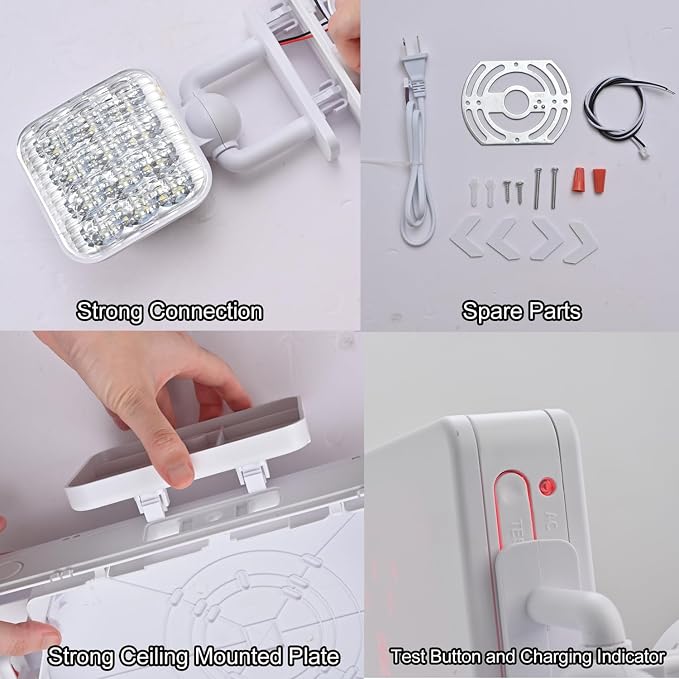 Red Exit Sign with Emergency Lights, 200lm 3Hours Plug in Exit Sign Battery Backup Lights for Business,Commerical Emergency Lighting Combo UL 924 AC85-277V Double Face