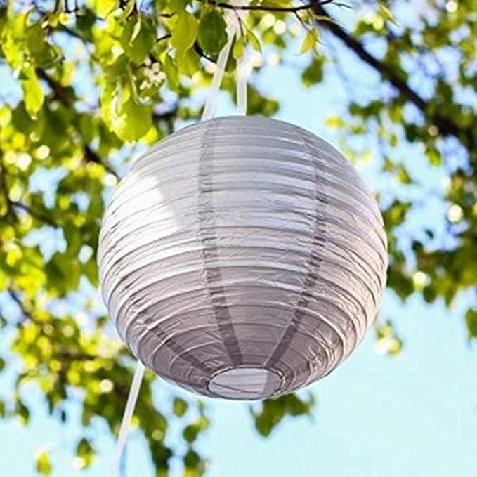 Round Paper Lantern Hanging Decor (14-Inch, White)
