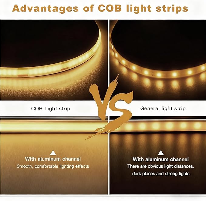 5V USB LED Strip Lights, 3.28FT COB Light Strip Warm, Short LED Strip Light, Flexible Bright 5V Led Strip for Under Cabinet, Kitchen, TV Backlight, Shelves, Displays and TV Lights