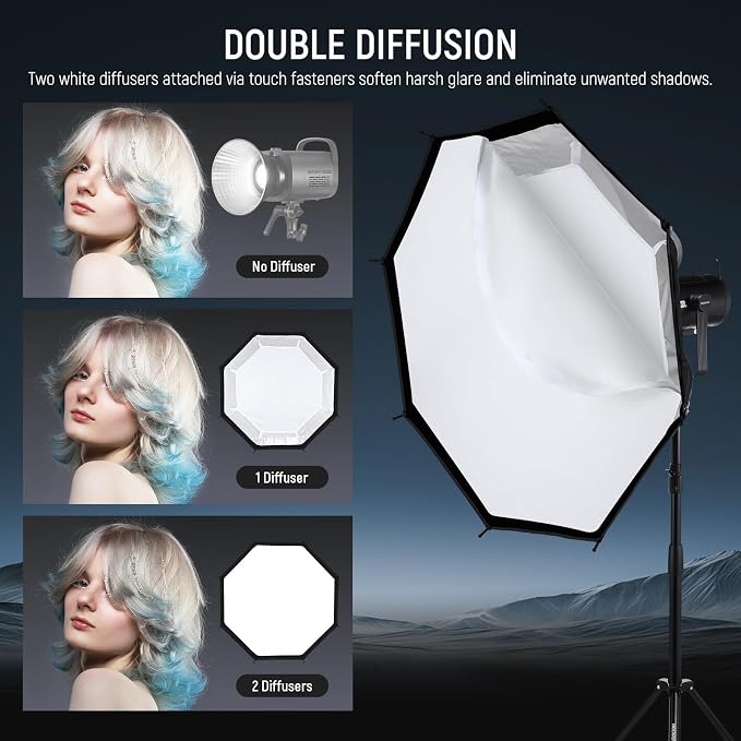 NEEWER 35.4'' Octagonal Softbox, Quick Release Parabolic Soft Box, NS92P | Bowens Mount, Diffusers, Grid, Bag Compatible with Aputure 120d Compatible with Godox SL60w NEEWER Q4 AS600B CB300B Q300