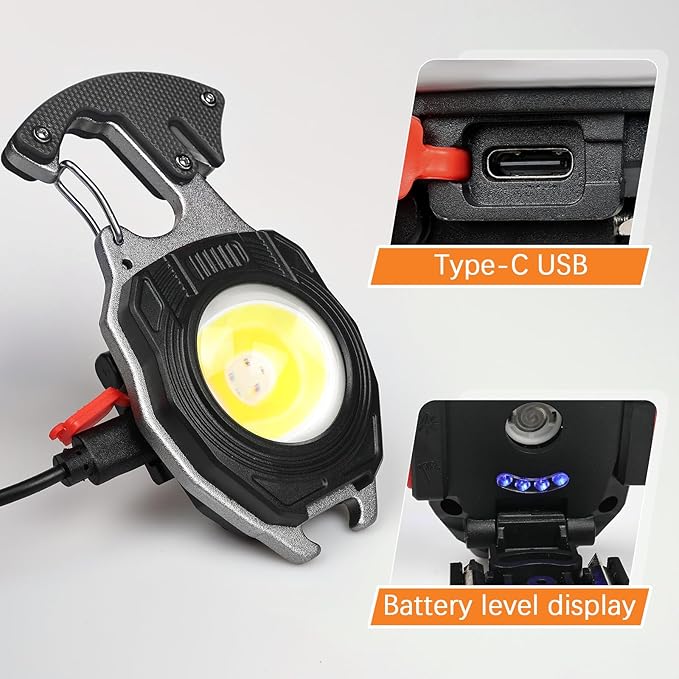 MAKDAK 4PC Keychain Flashlight Rechargeable Cob Keychain Work Light 7 Modes 1600Lumen High Lumen Flashlights for Emergencies,EDC