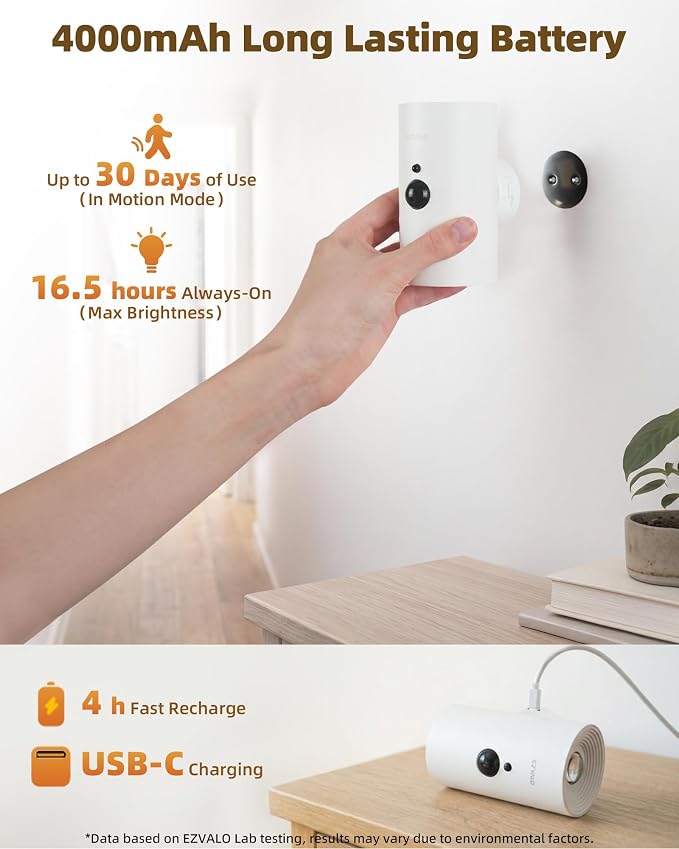 EZVALO Battery Operated Wall Sconce with Motion Sensor, 4000mAh Rechargeable Wall Light, 3 Color Temperatures & 12 RGB, Up & Down LED Lighting for Hallway, Stairs (White, 1 Pack)
