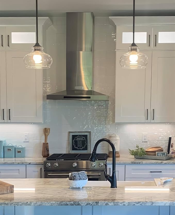 Kira Home Harlow 9" Modern Schoolhouse Pendant Light for Ktichen Island | Clear Glass Shades, Industrial Farmhouse Hanging Fixture, Classic Oil Rubbed Bronze Finish