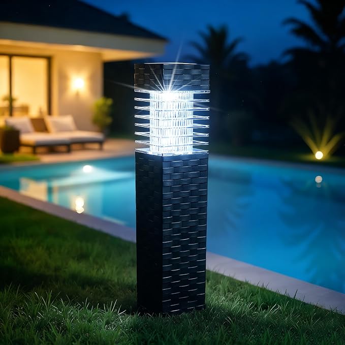 SUNNYPARK 8 Pack Solar Pathway Lights Outdoor | Rattan Style, Modern Design, Waterproof, LED Landscape Lights for Walkway, Driveway, Patio, Yard