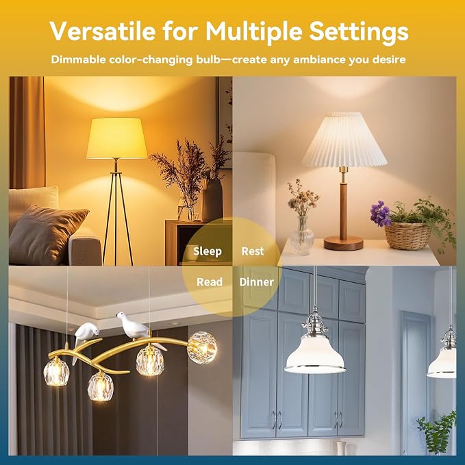I-SHUNFA Smart E26 LED Bulbs with App & Remote Control, Dimmable Bluetooth Bulb, AC 120V, Tunable White 2700K-6500K, 1%-100% Brightness, 7W 700LM, Music Sync, Timer Function (2 Pack with Remote)