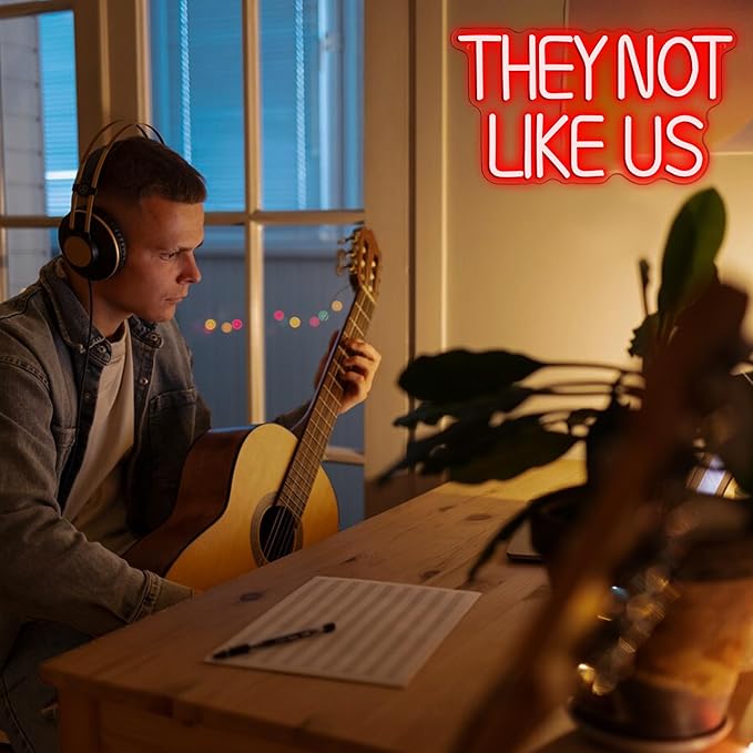 They Not Like US Neon Sign, Dimmable LED Music Neon Signs for Wall Decor, Christmas Ornamentm Black Culture Neon Light Kids Wall Art Room Bedroom Birthday Party Man Cave Christmas Gifts(15.7 * 8.6in)