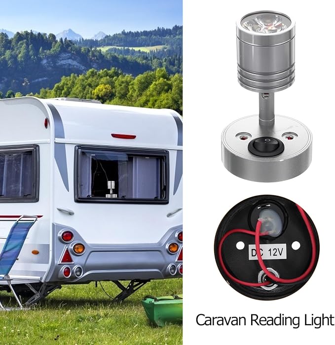 12 Volt RV Lights, 3W 3000K RV Interior Led Lights, Adjustable Wall Reading Lamp Bedside Eye Protection Reading Lamp, Flexible Lighting for Camper Van Travel Trailer Truck Boat Interior Lig