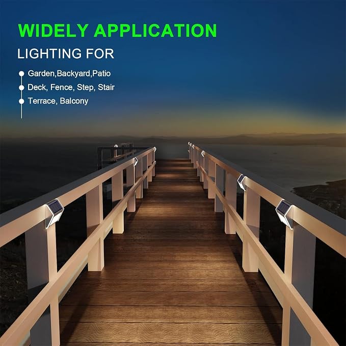 JSOT Solar Powered Lights Ideal for Step, Fence, Deck, Stair-Cool White-16P | Stainless Steel, Waterproof, Automatic Dusk to Dawn, Anti-Rust, Energy Efficient, Perfect for house decor