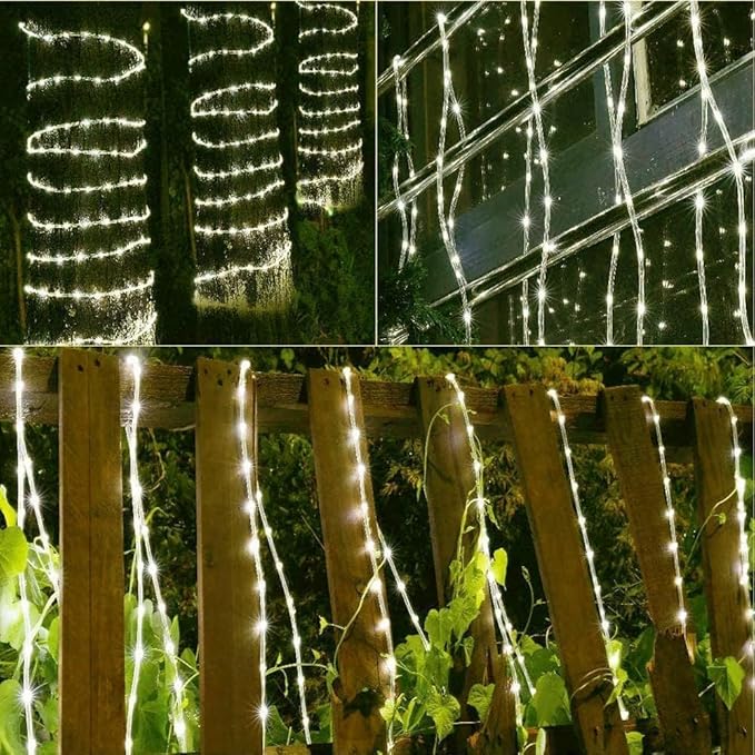 82ft 2-Wire Waterproof LED Rope Light Kit, 1/2" Rope Lights, 110V-120V PVC 30 LED/M Tube Lights Strip for Background, Outdoor, Christmas, Home Decoration(Warm White)