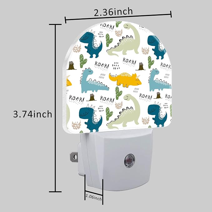 Night Light for Kids Girls Boys, Cute Baby Dinosaur LED Night Light Plug into Wall with Dusk to Dawn Sensor for Room Decor, Hallway, Kitchen, Bathroom, Nursery, Stairs
