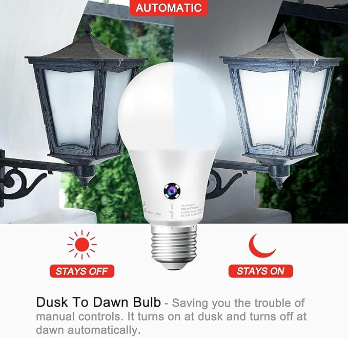 Sengled Dusk to Dawn Light Bulbs Outdoor, A19 LED Sensor Bulbs 3 Pack, 5000K Daylight 1200 Lumens, 75W Equivalent 10.5W, E26 Base Automatic On/Off Photocell Light Bulbs for Porch and Garage