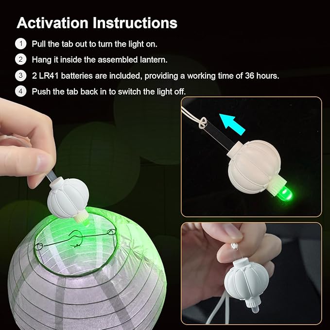 24 Pack Mini LED Lantern Lights - Battery Operated Small Lights for Paper Lanterns, Perfect for Party, Birthday, Wedding, Halloween, Christmas Decorations (Green)