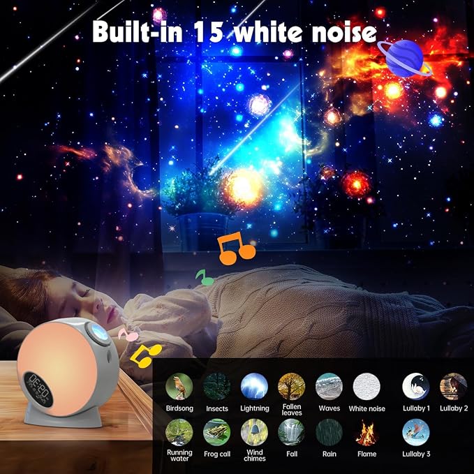 Galaxy Projector Pro for Bedroom,13 in 1 Planetarium Star Projector with Atmosphere Light,Bluetooth Speaker & White Noise,Remote,Timer,Alarm Clock,Space Galaxy Lamp for Kids Gifts Home Decor