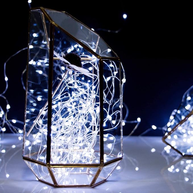 Minetom Fairy Lights Battery Operated, 5 Pack 7 FT 20 LED String Lights | Silver Wire Fairy Light with Timer, Waterproof Fairy Light for Bedroom Indoor Party Wedding Christmas Decorations, Pure White