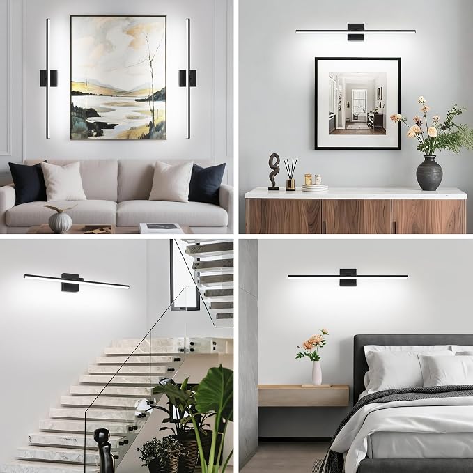 LED Bathroom Vanity Light, Modern Bathroom Light Fixture Over Mirror (Cool White 6000K), Vanity Light Bar with Angle Adjustable, 32 Inch, Black