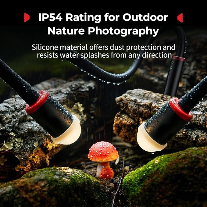 SmallRig RM 03 Macro Photography LED Light - 2 Pack, Adjustable Beam Angle, 5 Colors CRI95 TLCI92, Bendy Light with Cold Shoe Extension Bar, Clamp, Diffuser, Spotlight, Barndoor, Gobos, Stake - 5796