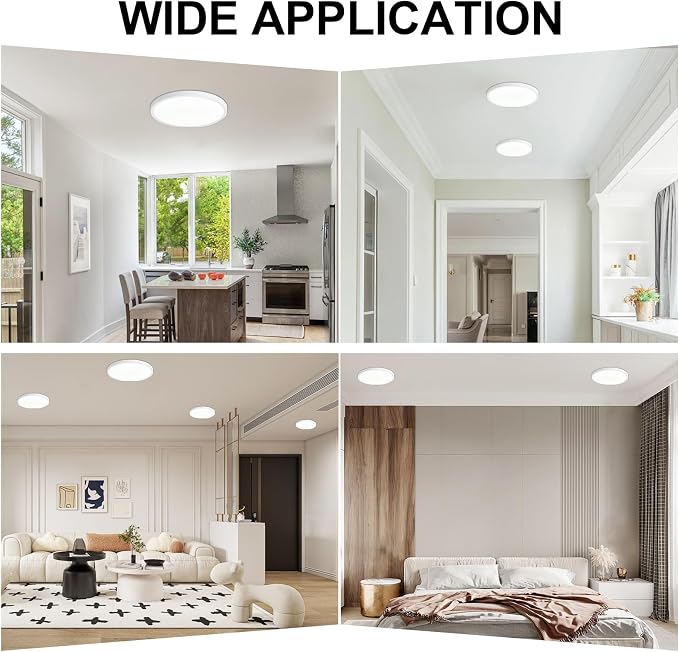 6Pack LED Flush Mount Ceiling Light: 12 inch Super Slim 5000K Dimmable Kitchen Lighting Fixtures Ceiling - 24W White Low Profile Ceiling Lamp for Bedroom Garage Hallway