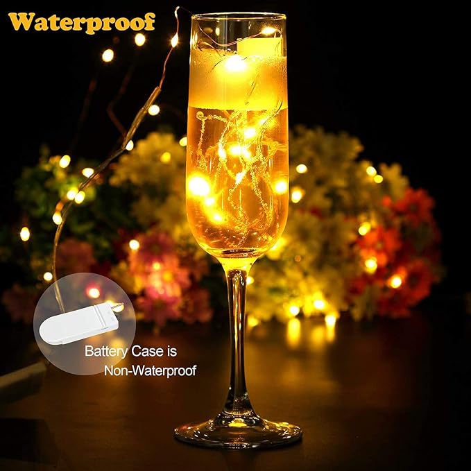 Fairy Lights Battery Operated,24 Packs 9.8FT 30LEDs+ 6 Replacement Batteries Firefly Lights Copper Wire String Lights(NO Timer) for Bedroom Wedding Mason Jar Dorm Decor(Warm White)