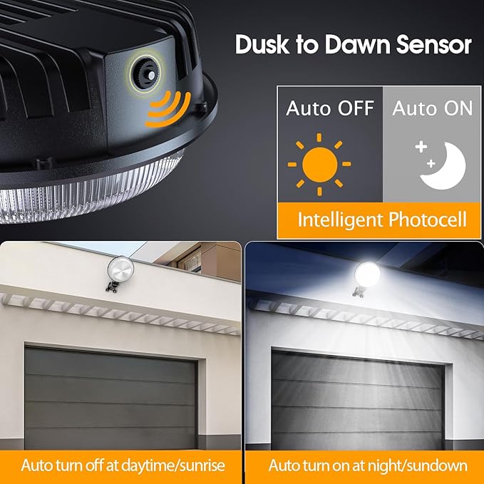 150W 4 Pack 20000LM Dusk to Dawn Outdoor Lighting, LED Barn Lights Outdoor with 150° Adjustable Photocell Pole Light 6500K Flood Light, IP66 Waterproof Area Street Light for Garage Yard