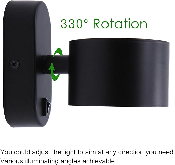 Homdec12V RV LED Bedside Reading Light with Switch, 350° Rotatable RV Vanity Wall Sconce, 12Volt RV Interior Lights for RV Camper Trailer Motorhome