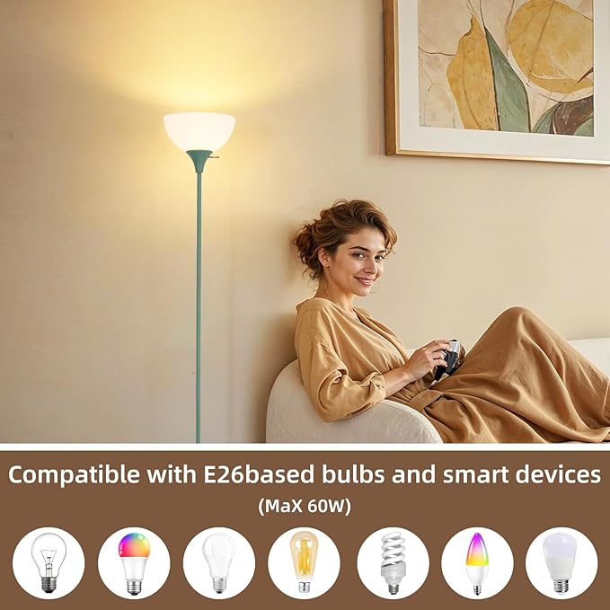 Standing Lamp, Floor Lamp, Dimmable Floor Lamps for Living Room Bedroom Study Office Kid’s Room (Green)