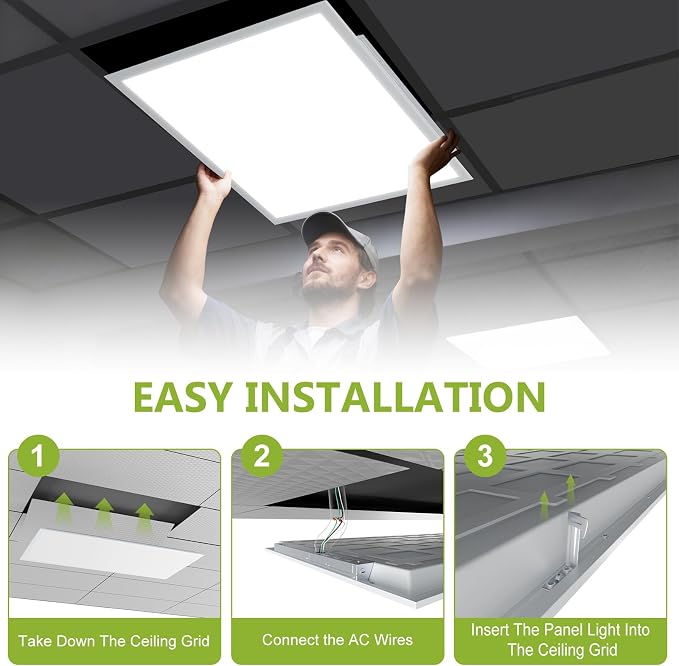 YXL 28 Pack 2x2 LED Flat Panel Light Drop Ceiling Light Fixture, 5200LM, 5CCT LED Drop Ceiling Office Light, 40W/35W/30W/25W/20W Selectable,6500K/5000K/4000K/3500K/3000K,Dimmable 0-10V,ETL