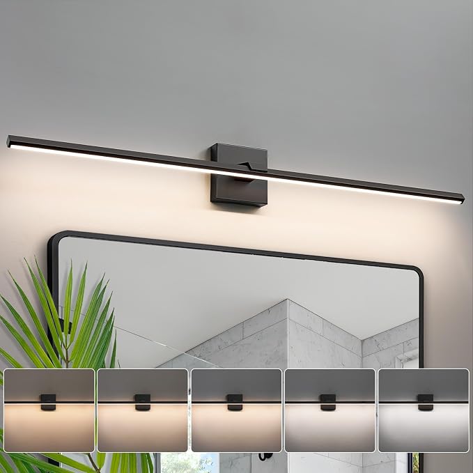 Modern Bathroom Light Fixtures Over Mirror - 39 Inch Matte Black Vanity Light Bar 28W Dimmable 5CCT LED Vanity Lights for Bathroom Wall Sconce Lighting