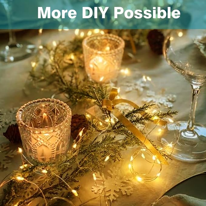 kolpop 10 Pack Fairy Lights Battery Operated with Remote, Each 39Ft 120LED Battery Powered String Lights with Timer, 8 Modes Waterproof Twinkle Christmas Lights for Bedroom Party Indoor, Warm White