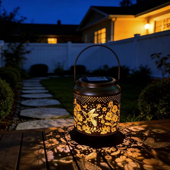 Hummingbird Solar Outdoor Waterproof Lantern Garden Decor Birthday Gifts for Women Mon Grandma Metal Hanging Solar Lights Outside LED Lanterns for Yard Patio Lawn Pathway Landscape (Hummingbird)