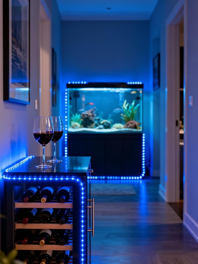 40 FT Blue Led Lights Strip Indoor Rope Lights Easy DIY Cuttable Strip Lights for Fish Tank Bar Room Bathroom Living Room Kitchen Ceiling Wall Vanity Mirror Decor