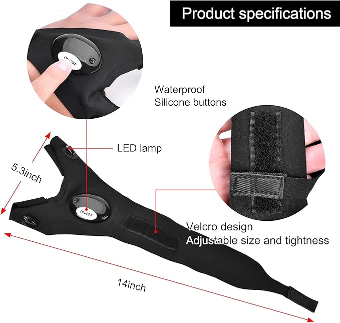 Fathers Day Dad Gifts, Birthday Easter Gifts for Adults Men Him, Easter Basket Stuffers for Adults Boyfriend Husband, LED Flashlight Gloves Hands-Free Lights Cool Gadgets for Fishing Camping Repairing