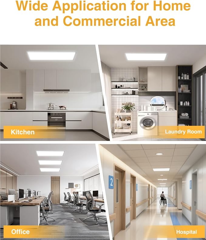 LED 2x4 Flat Panel Light, Drop Ceiling Lights Fixture, Selectable Features, 30W/40W/50W/60W/72W, 3000K/3500K/4000K/5000K/6500K, Dimmable (0-10V), for Office Kitchen, ETL Listed, 40 Pack