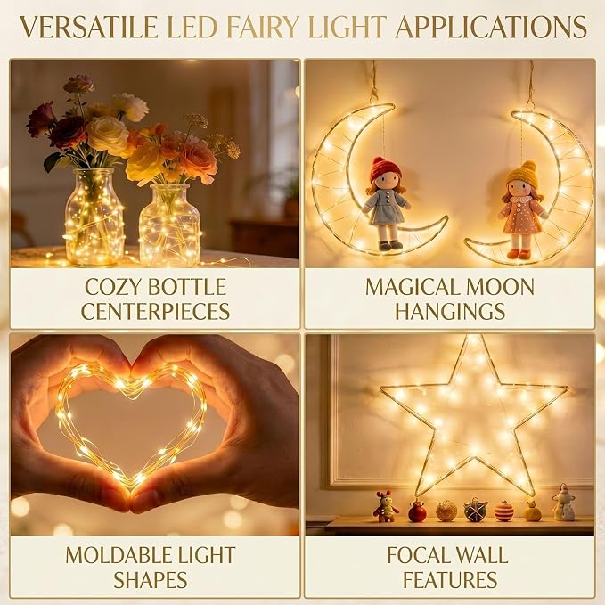 12 Pack Fairy Lights Battery Operated, 7FT 20 LED Mini String Light | Warm White Waterproof Silver Wire Twinkle Christmas Lights Ideal for Wedding Centerpieces, Mason Jars, Party Holiday Decor