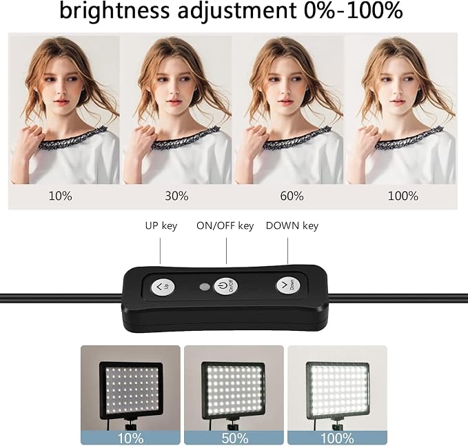 2 Pack Streaming Key Light with Desk Stand C-Clamp Stand Dimmable Video Panel Light for Video Recording Conference Webcam Laptop Zoom