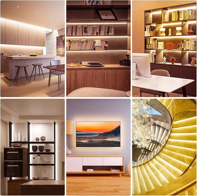 DAYBETTER Under Cabinet Lighting Kit,8 PCS White LED Strip Lights with APP | Dimmable,2700K-6500K Dual-Color Warm White,Timing,24V Adapter,Under Cabinet LED Lights for Bedroom,Kitchen,Counter,13.2ft