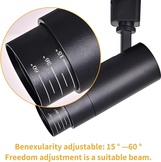 5Color LED Track Lighting Heads 12W Dimmable,Zoomable Beam15°/24°/36°/45°/60°,2700K/3000K/3500K/4000K/5000K,Single Circuit H Track Lighting Heads Ceiling Fixtures Art Lighting(6 Pack-Black)