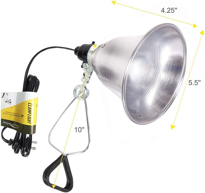 Simple Deluxe E26 Clamp Light Socket with 5.5 Inch Aluminum Reflector, Suit for Max 60 Watt Lamp (No Bulb Included) with 18/2-Gauge 6 Feet Cord, 4 Pack