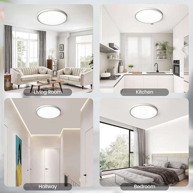 TALOYA Flush Mount Ceiling Light,8 Pack,12 Inch,20W,5000K Daylight Super Slim LED Ceiling Light for Bedroom, Living Room, Kitchen, Laundry and Hallway