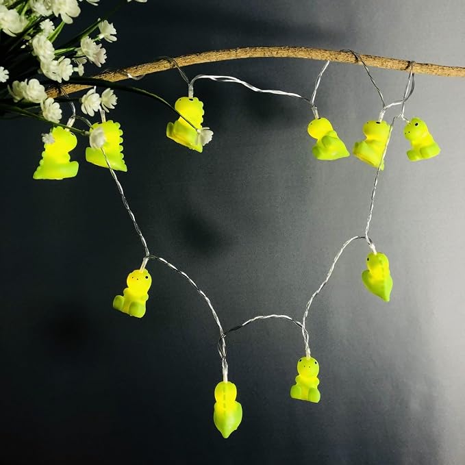Cute Dinosaurs String Lights 5.4ft 10 LED Battery Operated Green Animal Night Lights Dino Llights for Bedroom Holiday Christmas Decortion (Dinosaurs, 1.65m/10LED)