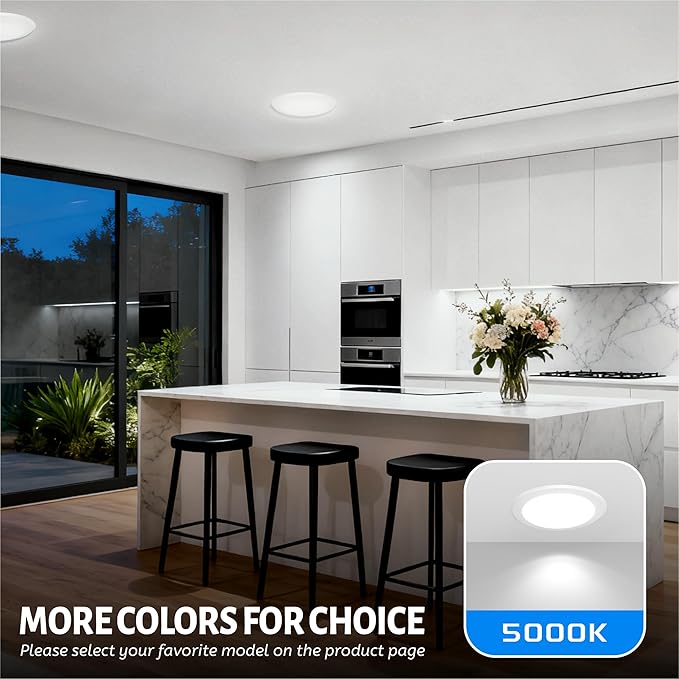 ECOELER 6 Inch LED Low Profile Surface Mount Disk Light, 16.5W 1000Lm, 5000K Daylight, Aluminum Trim, LED Ceiling Light Fixture Suitable for 3.5" & 4" J-Box or 5/6" Recessed Can, ETL & FCC Listed