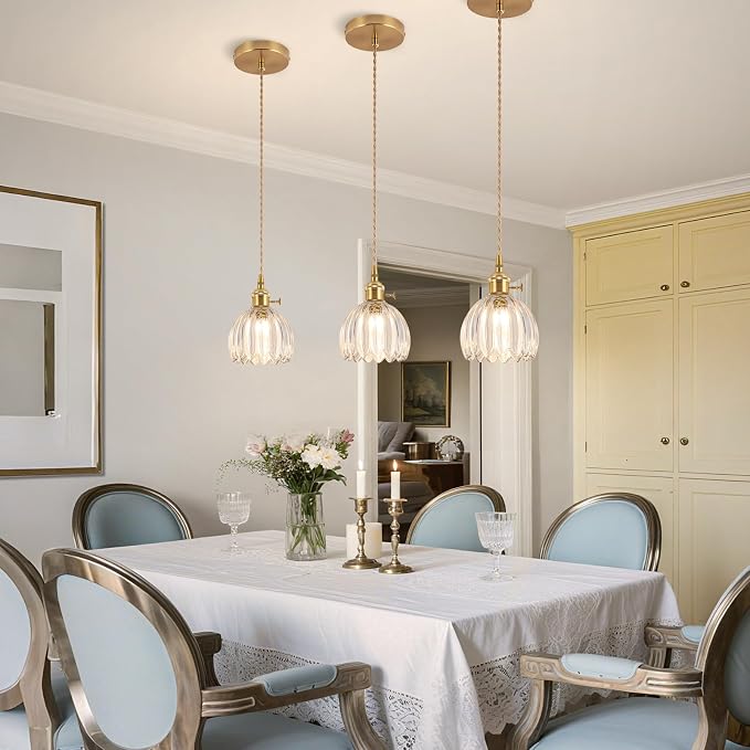 Pendant Light Fixtures,Mini Hanging Lights 5.1Inch E26 Transparent Glass Vintage Pendant Light for Bedroom Living Room Hallway