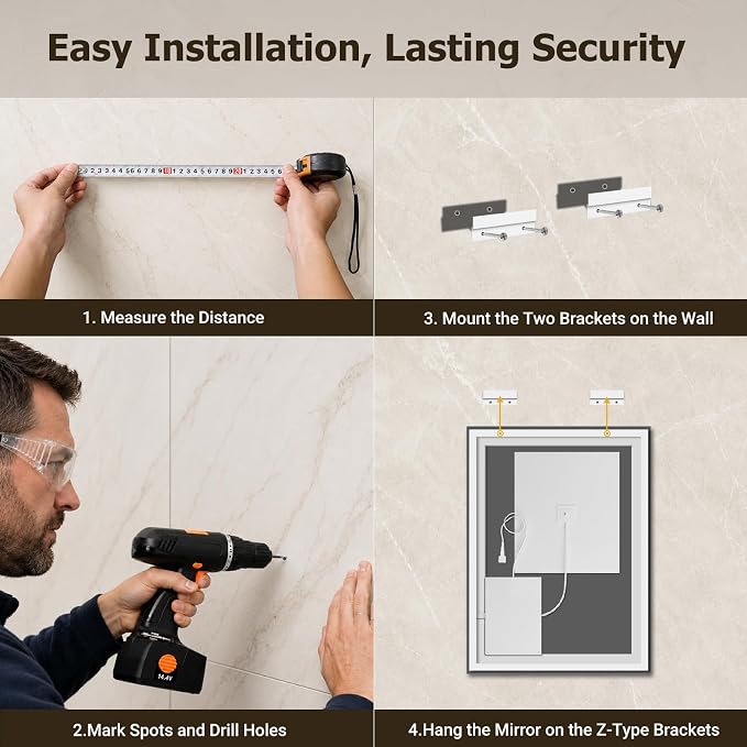 28"x36" LED Bathroom Mirror with Lights, Backlit+Frontlit, Anti-Fog | CRI 95, Stepless Dimmable, 3 Colors Lighting, Shatterproof Tempered Glass, HD Reflection, Memory, (Horizontal/Vertical)