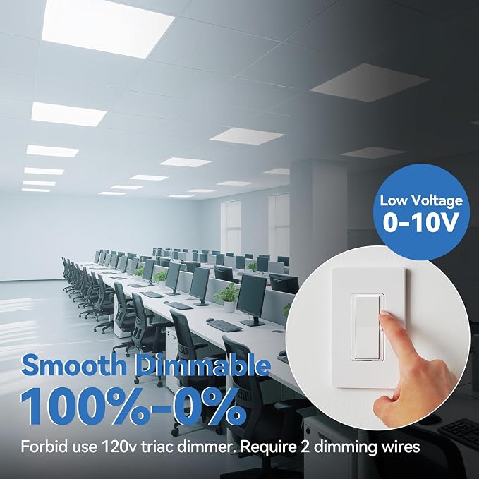 CycevSun 2x2 LED Flat Panel Light Drop Ceiling, 30/40/50W, 5500LM, 16-Pack | 4CCT 3000K 4000K 5000K 6000K Switchable, 0-10V Dimmable, 100-277V, ETL, Office, Classroom, Commercial