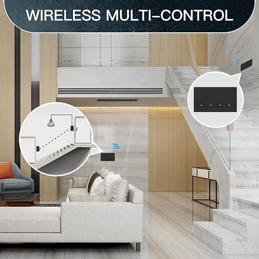 MOES Star Ring WiFi Smart Light Switch, Alexa Google No Hub, 4 Gang Black | Star Ring Night Guide Glow, 2.4GHz WiFi No Hub Required, Smart Life App, Timer Away Mode, Single Pole Neutral Wire 10A